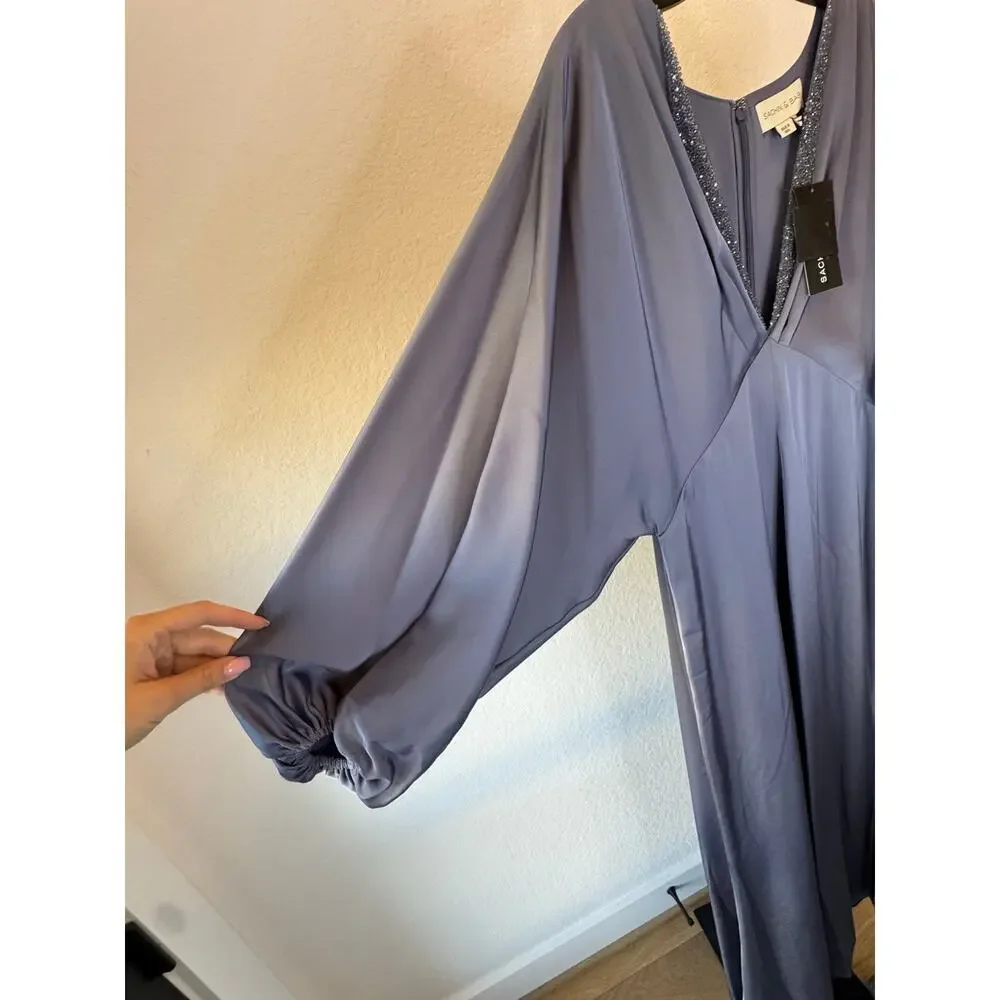 Sachin & Babi | Satin Gabby V Neck A Line Gown - Picture 5 of 8